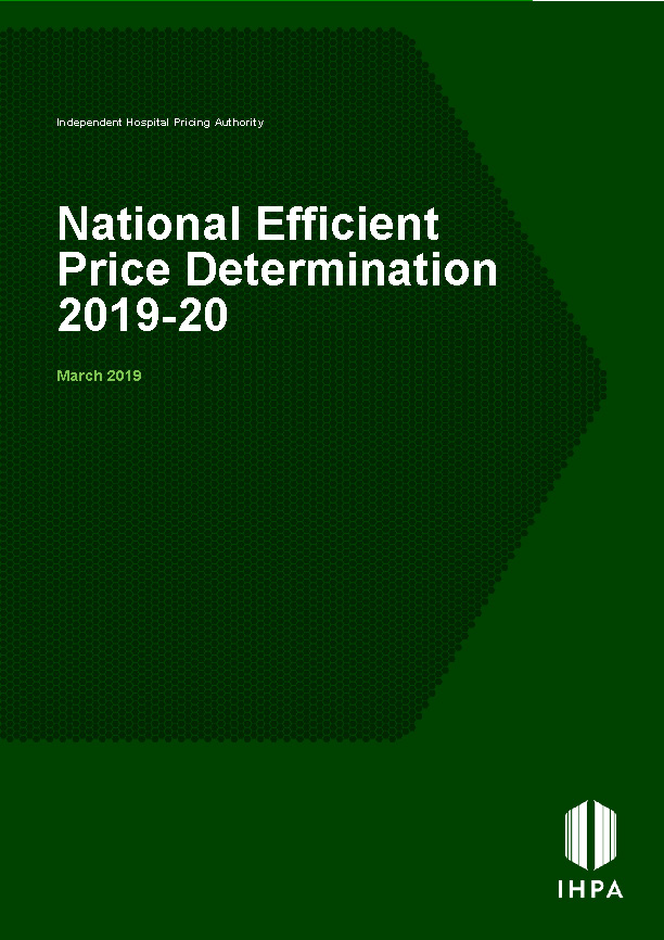National Efficient Price Determination 201920 Resources IHACPA